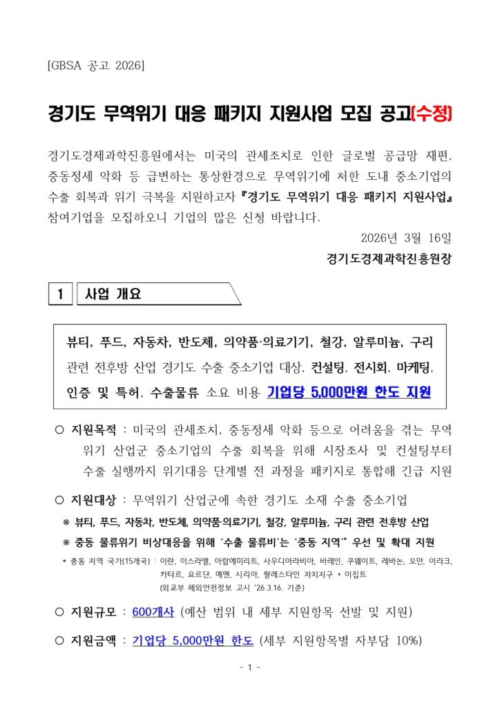 경기도 무역위기 대응 패키지 지원사업 해외마케팅
